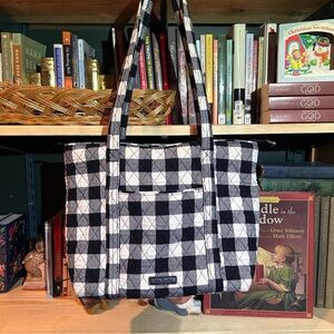 Vera Bradley Small Vera Tote- Black and White Buffalo Check